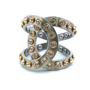 Chanel Strass CC Cuff Bracelet With Stones
